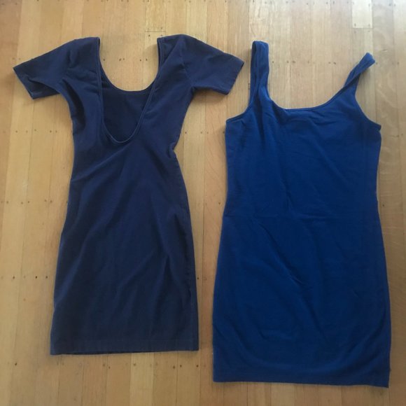 2008- American Apparel and Forever 21- Bodycon Blue Spandex Dresses-Small - Picture 2 of 3